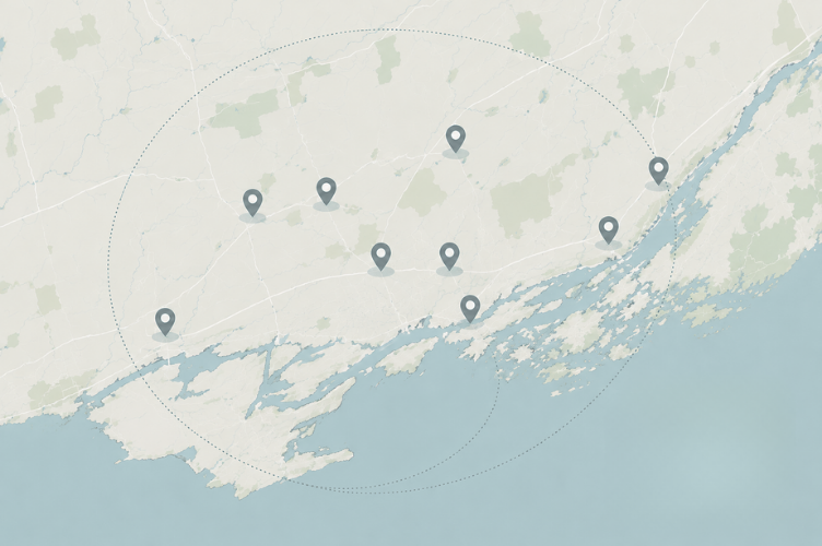 South eastern ontario map with CASA cleaning service area