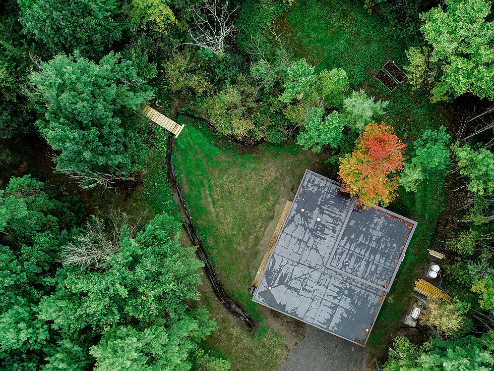 drone footage of a custom home build from up top