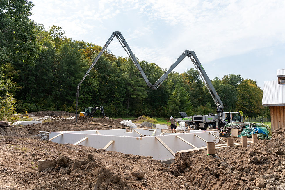 concrete pour on ICF foundation