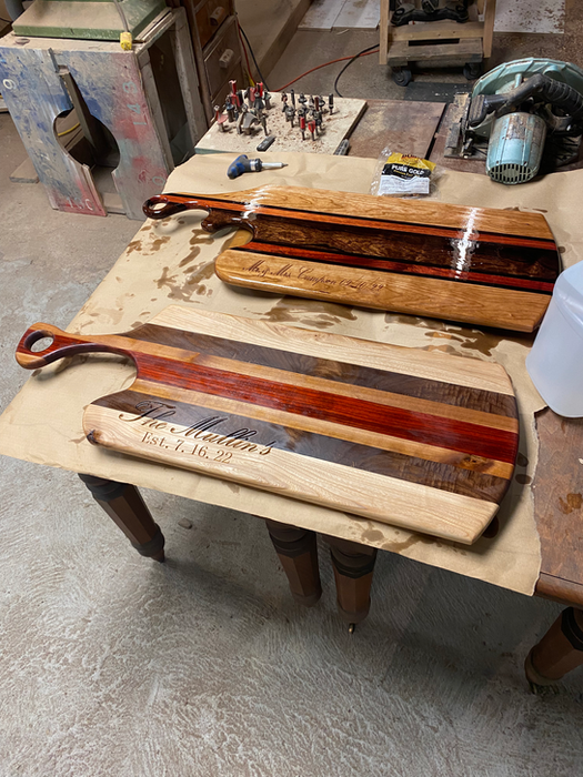 Custom monogrammed charcuterie board