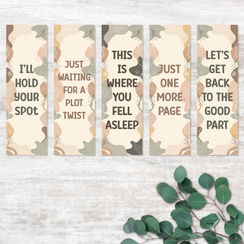 Printable Earthy Abstract Bookmark Set Digital Download| Label Lane