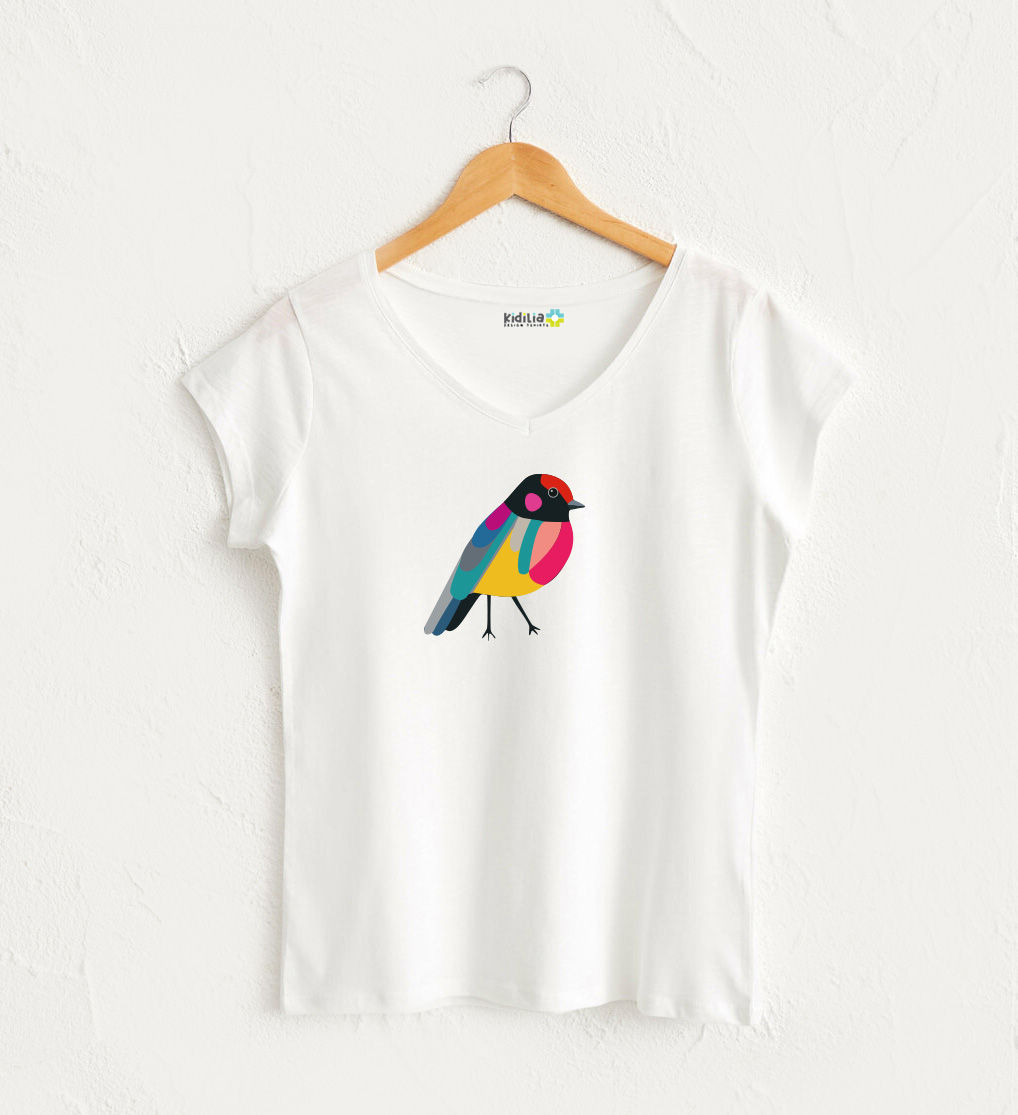 Renkli Kuş Tasarım Tshirt