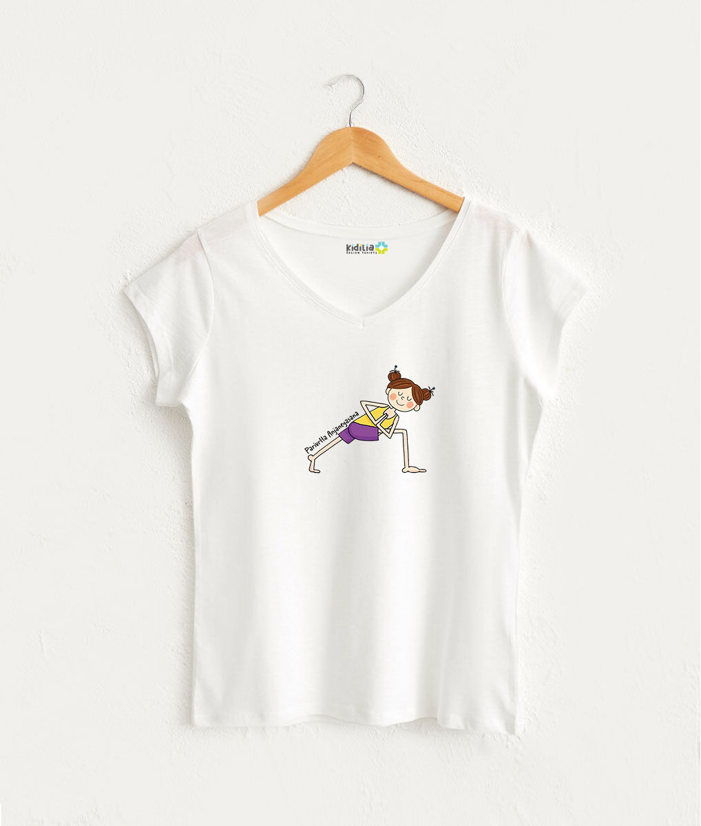 Parivrtta Anjaneyasana Yoga Poz Figürlü Tasarım Tshirt