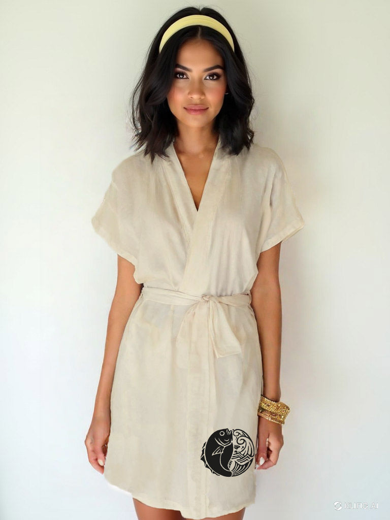 Siyah Balık Görselli Düşük Kol Müslin Kimono