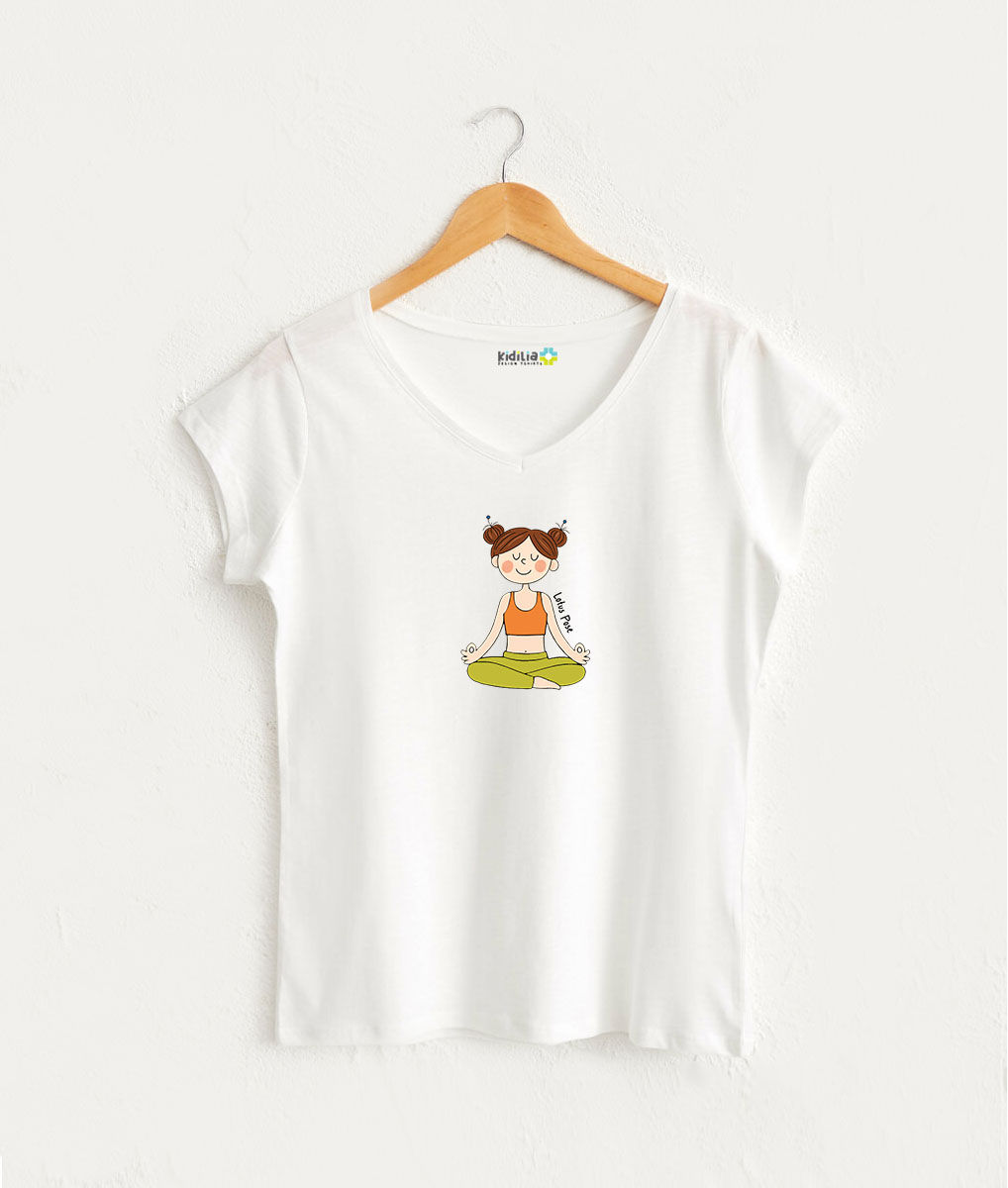 Lotus Yoga Poz Figürlü Tasarım Tshirt