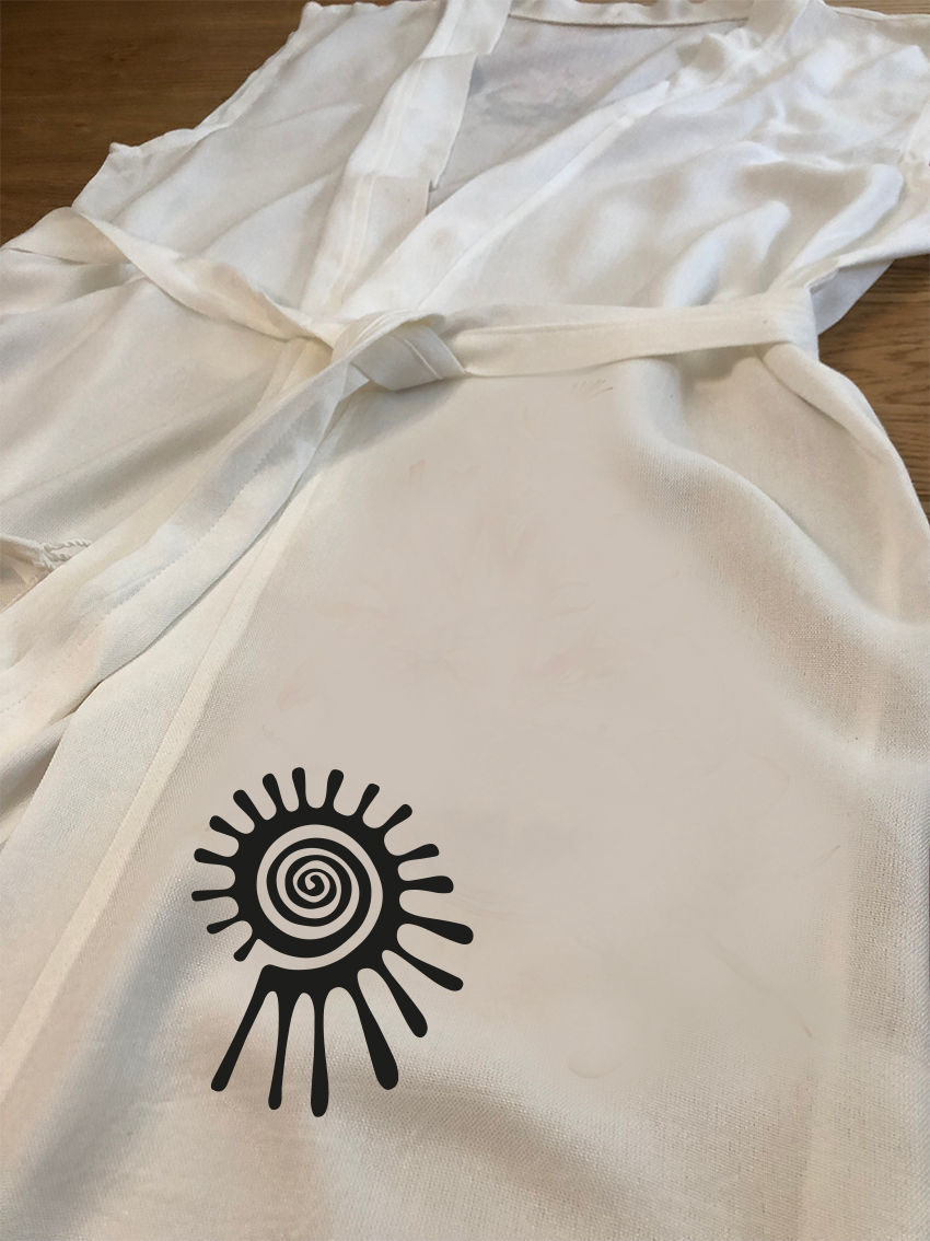 Küçük resim: Etnik Spiral Görselli Bambu Peştemal Kimono