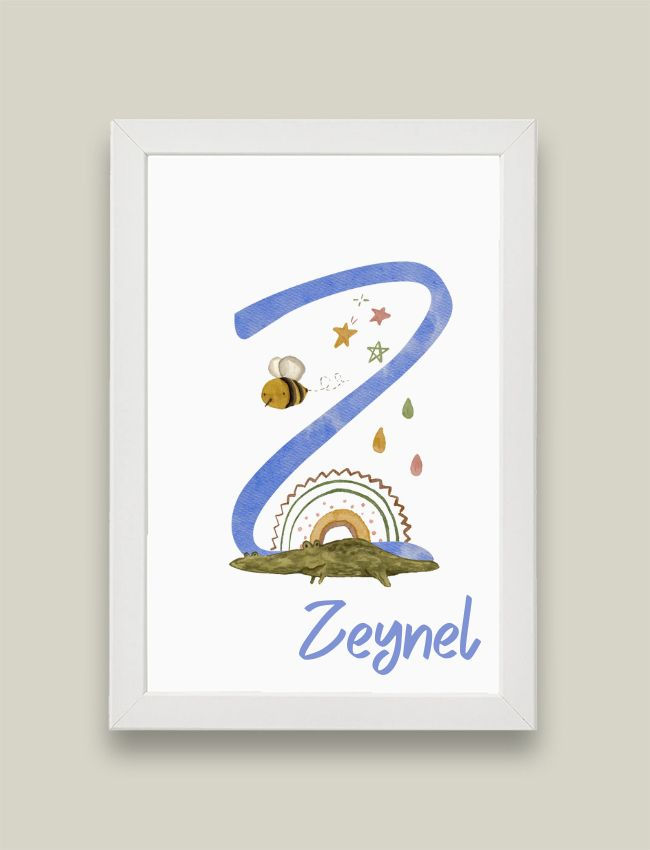 Küçük resim: Z Harfli Tasarımlı Kişiye Özel Bebek Odası Duvar Tablosu 21x30cm