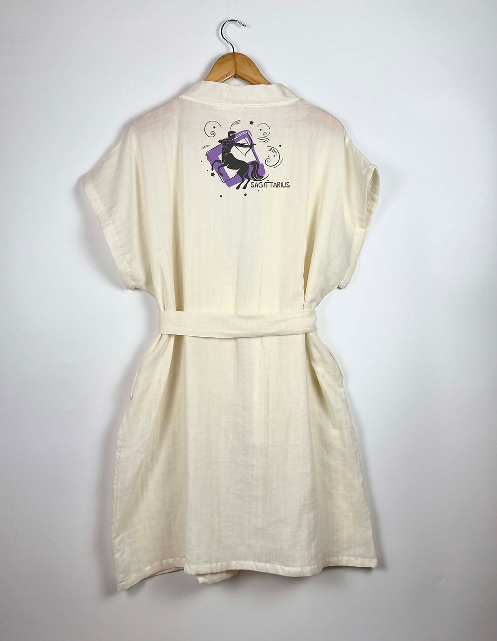 Küçük resim: Yay Burcu Tasarımlı Düşük Kol Müslin Kimono
