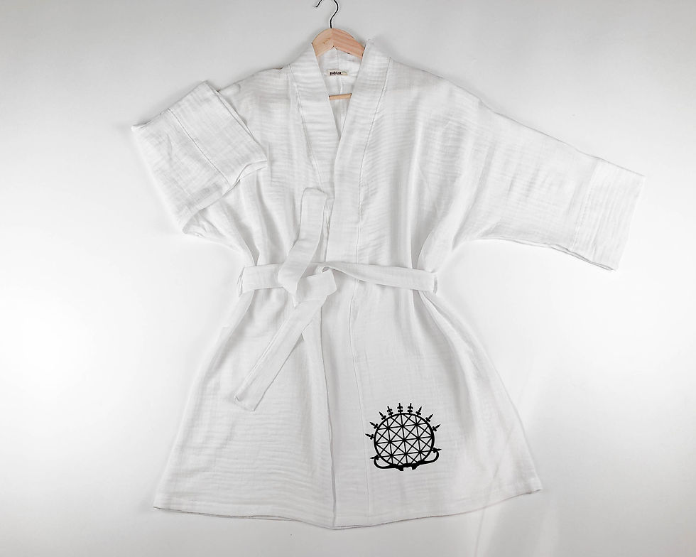 Küçük resim: Hitit Güneşi Görselli Müslin Kimono