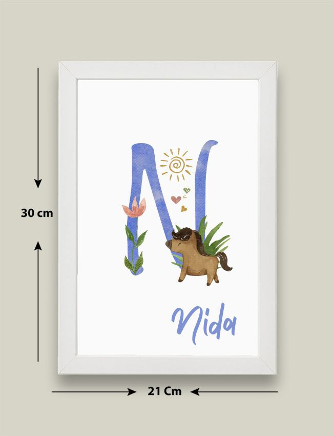 Küçük resim: N Harfli Tasarımlı Kişiye Özel Bebek Odası Duvar Tablosu 21x30cm
