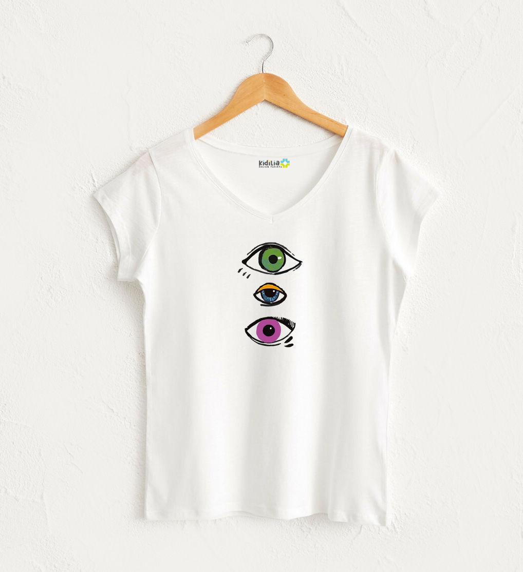 Renkli Gözler Tasarım Tshirt