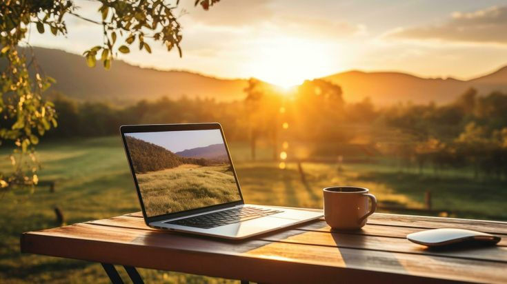 Download Man typing on computer at sunrise for free.jpeg