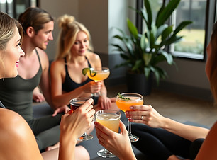drinking mocktails after pilates class i