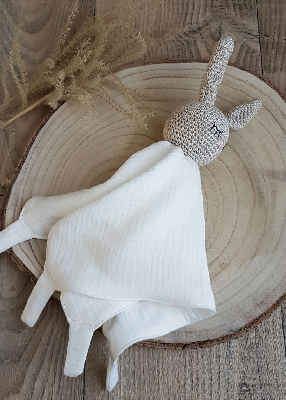 Miniature : Doudou plat double gaze ivoire 