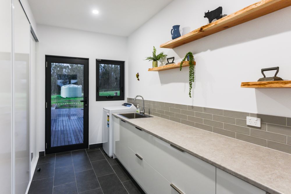 Laundry in a home in Glenfyne, Victoria built by Roberts Builders Pty Ltd.