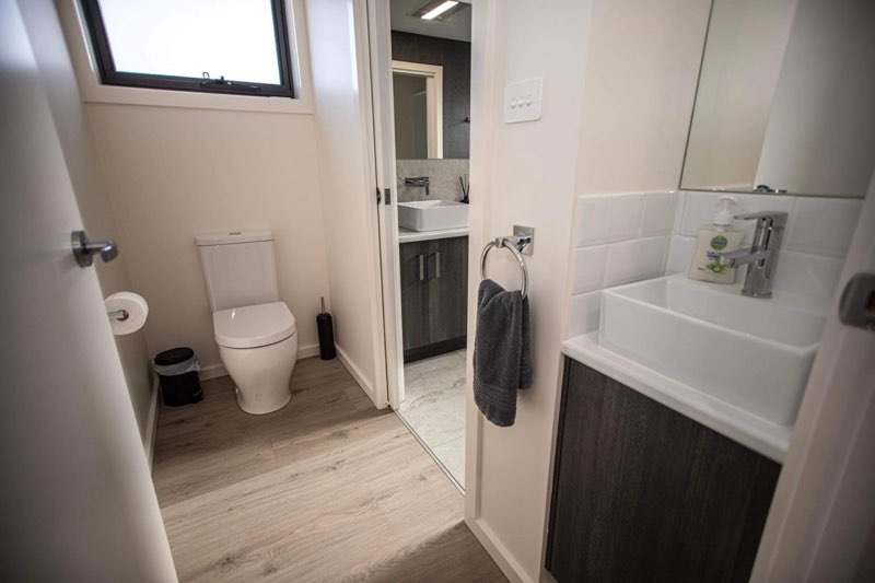 Toilet and hand basin in new home built by Roberts Builders in Peterborough, Victoria.