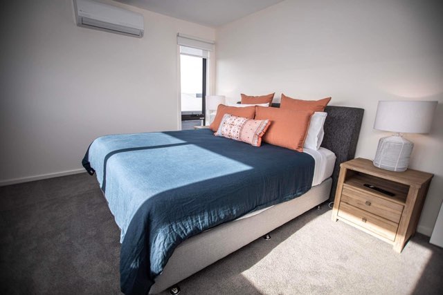 Bedroom in a new custom home built by Roberts Builders in Peterborough, Victoria.