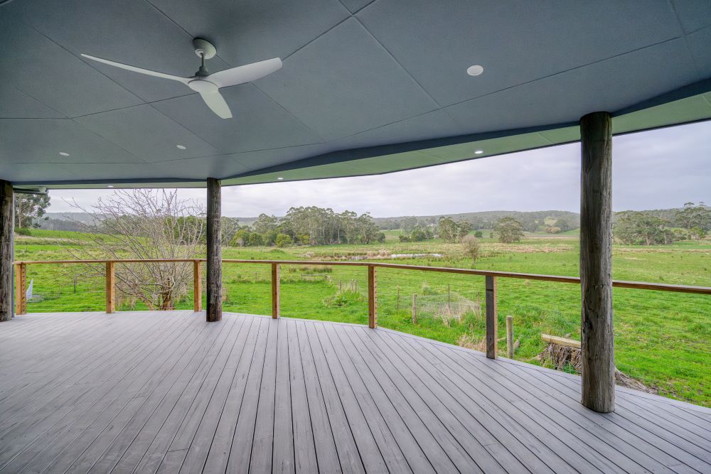 Views from the balcony of the round house built by Roberts Builders in South West Victoria.