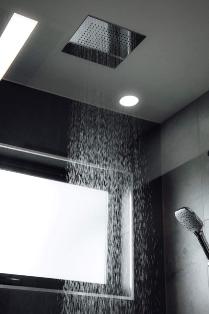 Rain shower in new home built by Roberts Builders in Peterborough, Victoria.