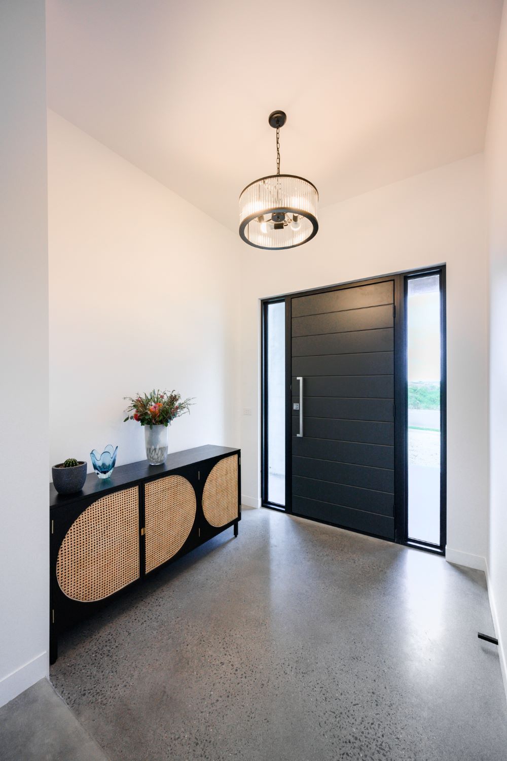 Inside front entry in a new custom home built by Roberts Builders