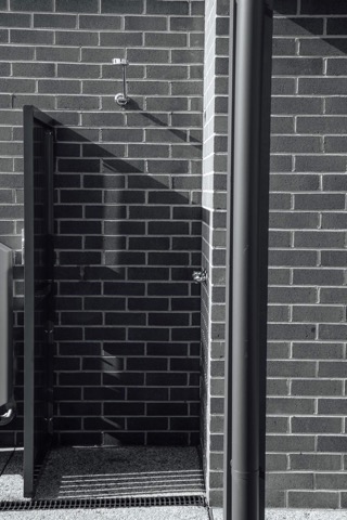 Outdoor shower in new home built by Roberts Builders in Peterborough, Victoria.