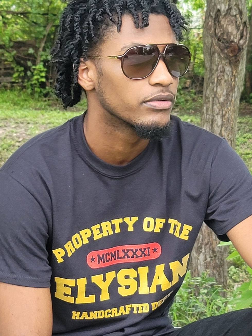 Thumbnail: This is our Elysian P/O Graphic Tee in Black on Model.