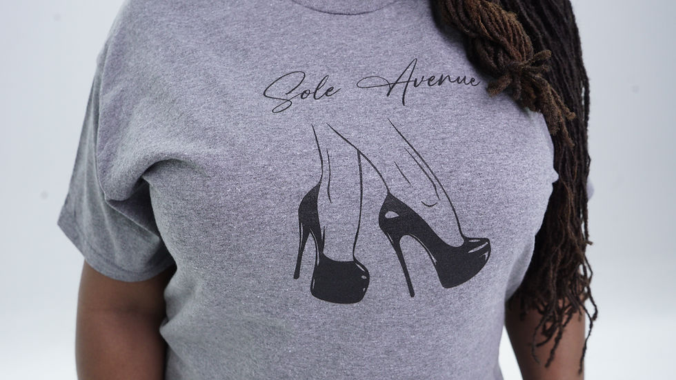 Thumbnail: This is our  Sole Avenue Heels Tee with a high heels graphic in Grey.