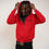 Thumbnail: This is our Elysian P/O Zip Up Hoodie in Red on Model.