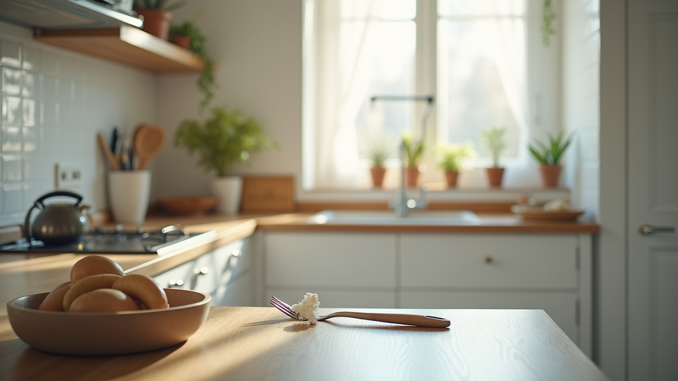 Eye-level view of a clean and tidy kitchen