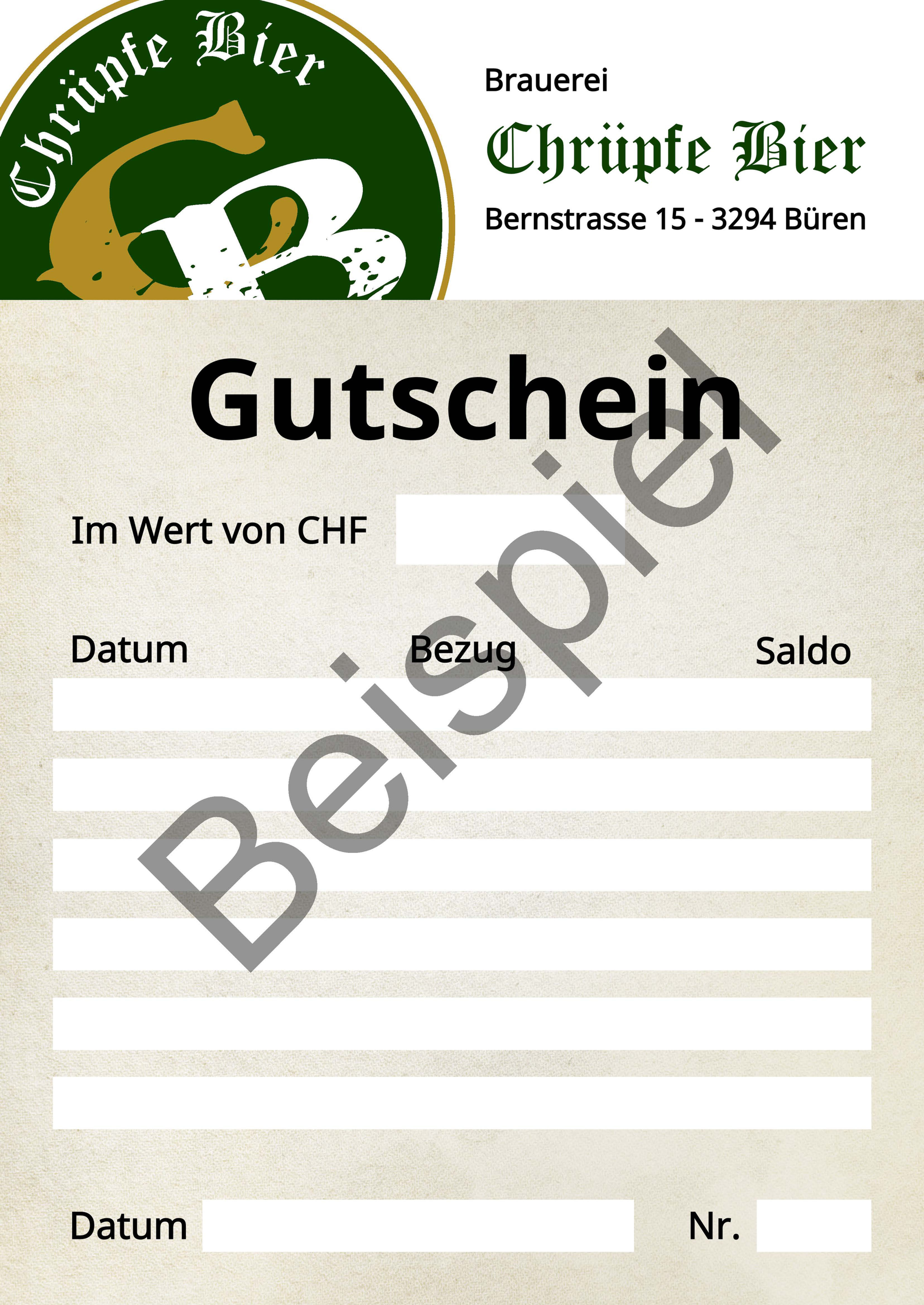Chrüpfe Bier Geschenkgutschein