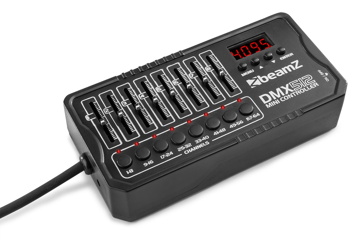 Mesa DMX BeamZ DMX-512 Mini en alquiler en Madrid para control de iluminación en fiestas y eventos