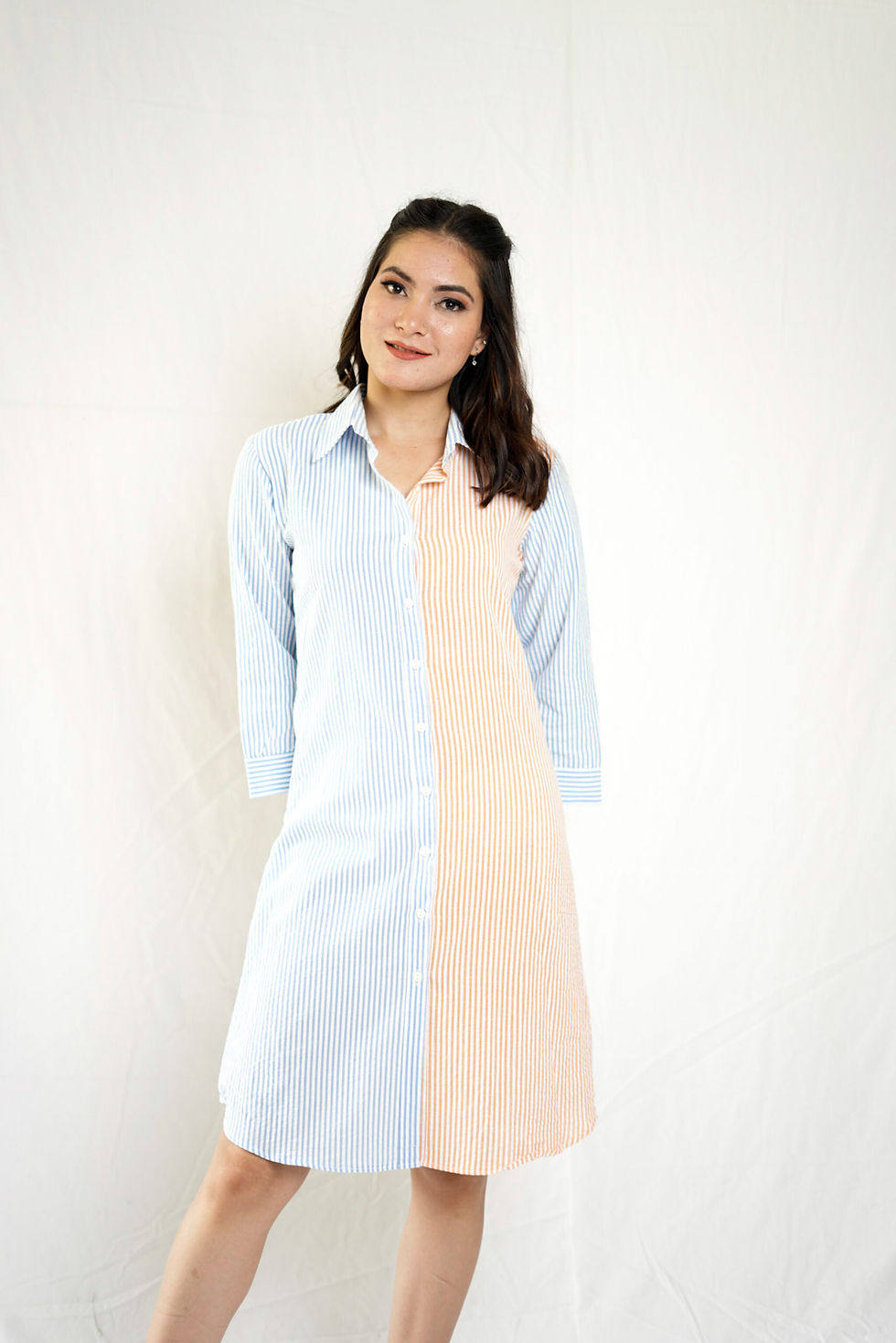 Thumbnail: Sky/Orange Stripe Tunic Shirt