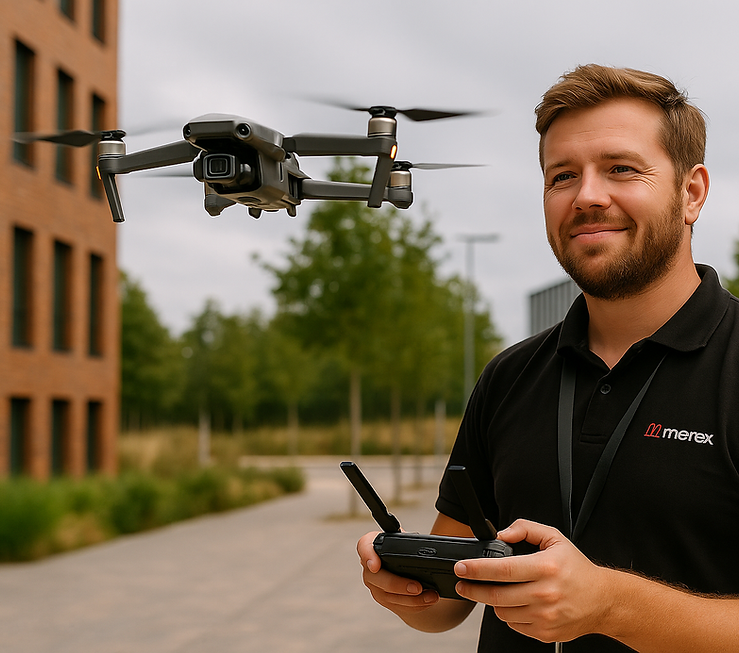 Employee doing drone filming by Merx Marketing Ltd