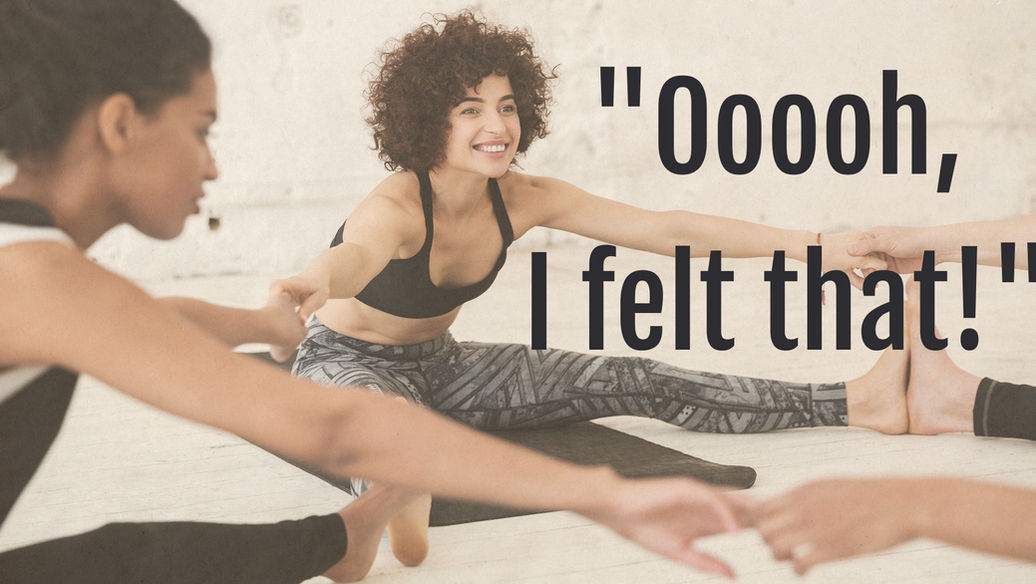 sisters stretch in a circle. Their feet touching those of the person next to them as their hands are locked and they're all committed to a communal stretch. "ooooh, I felt that"
