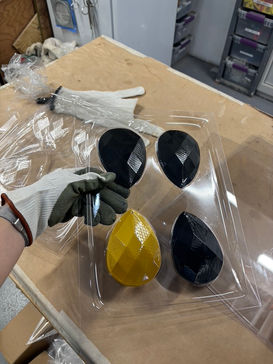 Vacuum forming light-weight crystals.