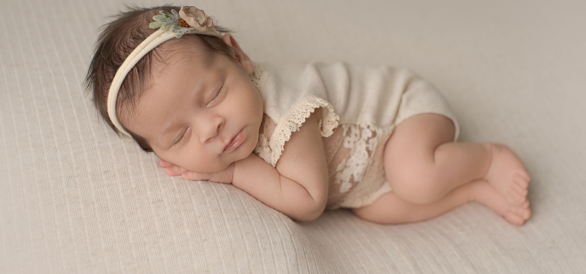 sleeping newborn baby in neutral outfit Sydney newborn photography