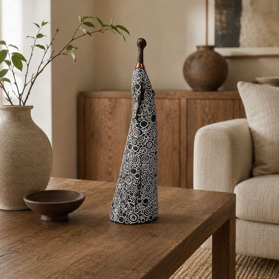 Thumbnail: Patterned Silhouette Sculpture styled in a warm living room with natural wood