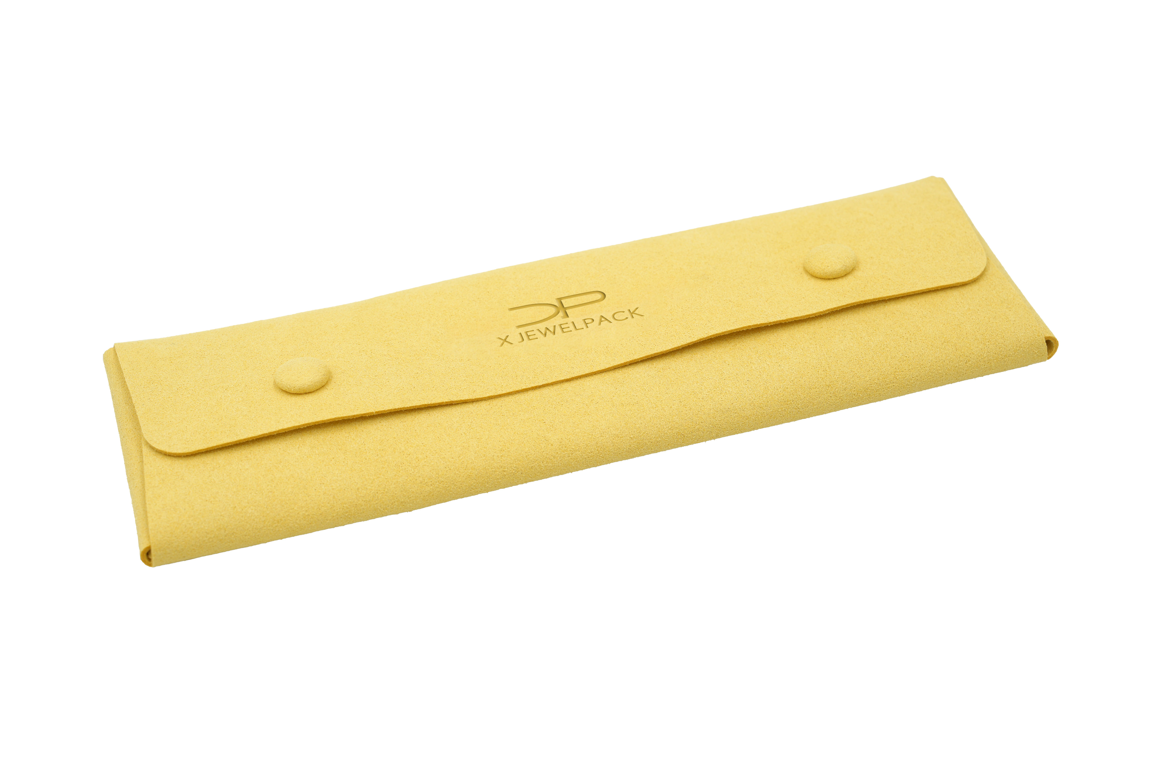 Mustard Yellow Microfiber Snap Jewelry Pouch