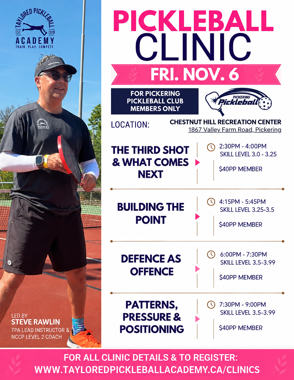 PICKERING PICKLEBALL CLUB CLINIC DAY NOV 6, 2026