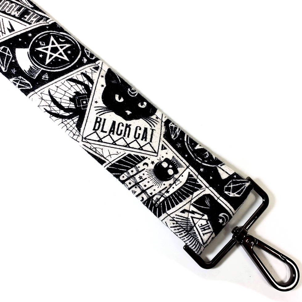 Thumbnail: Pentagram Black and White Guitar Style Bag Strap - Tarot Cross Body Strap -
