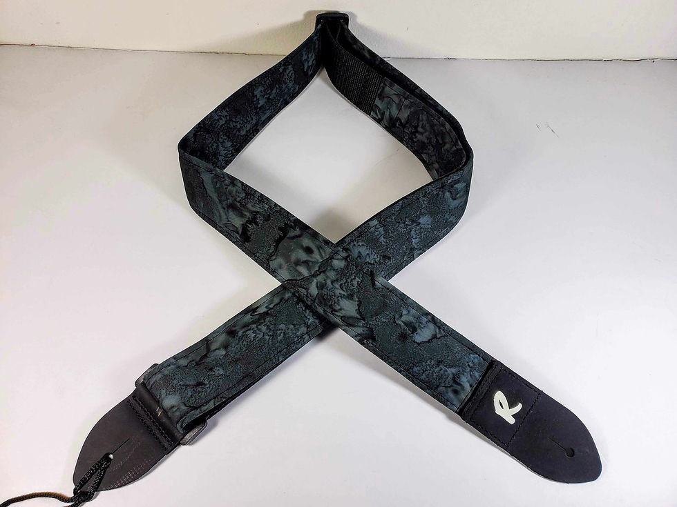 Thumbnail: Indian Batik Black Guitar Strap - Black Batik Guitar Strap