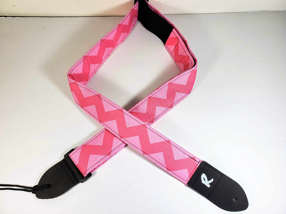 Thumbnail: Pink Zigzag  Guitar Strap - Cute - Adjustable -Double Padded-Durable-Super Soft-