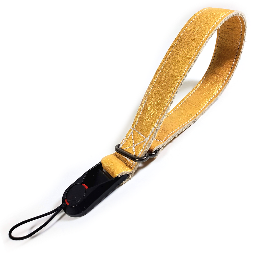Thumbnail: Gold Premium Leather Quick Release Camera Wrist Strap-Gold Metallic Camera Strap