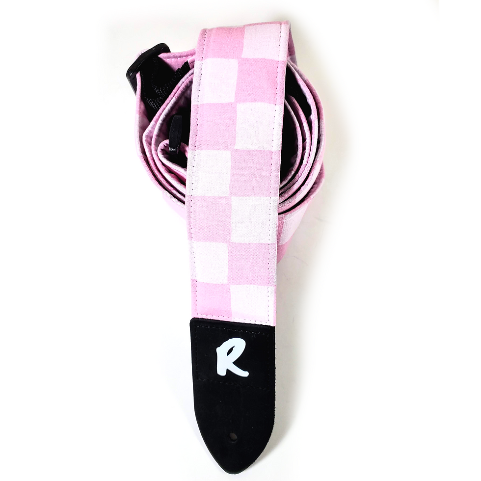 Thumbnail: Pink White Check Guitar Strap - Preppy Guitar Strap- Baddie Guitar Strap-Pink
