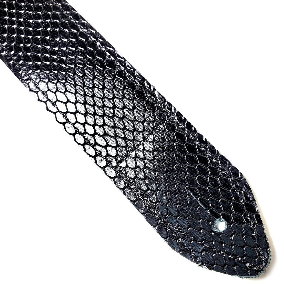 Thumbnail: Black Snake Premium Leather Ukulele Strap - Snake Print Ukulele Strap -Handmade
