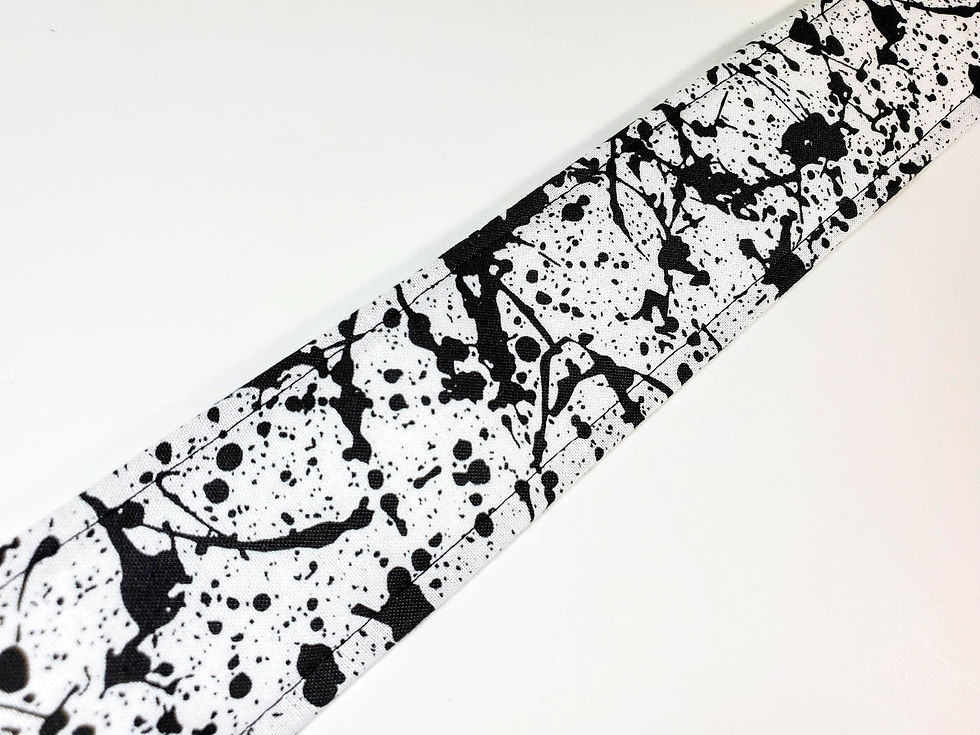 Thumbnail: Paint Splatter and Drip Guitar Strap-Black and White-Double Padded - Handmade