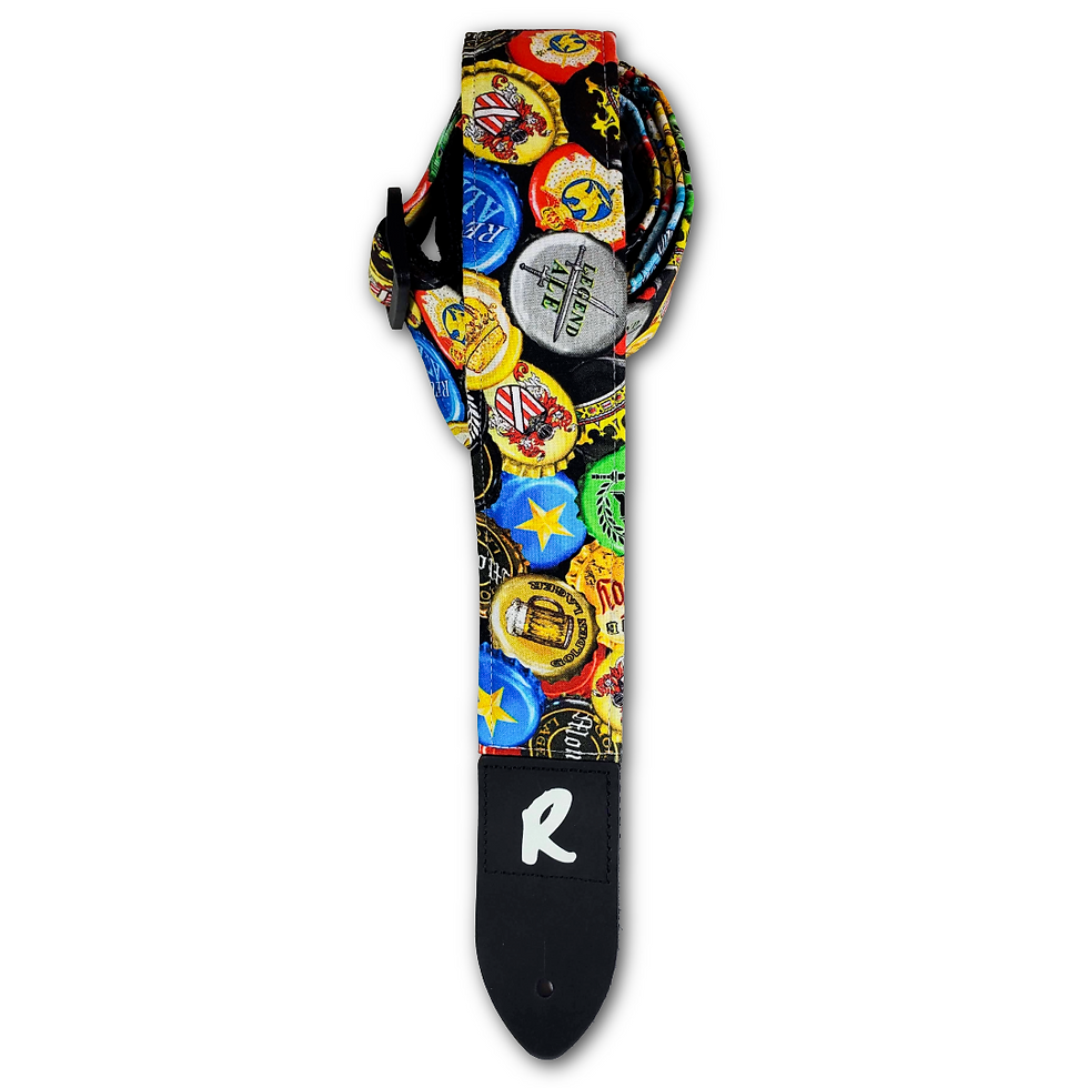 Thumbnail: Beer Bottle Cap Guitar Strap- Crown Cap Beer Bottle Guitar Strap
