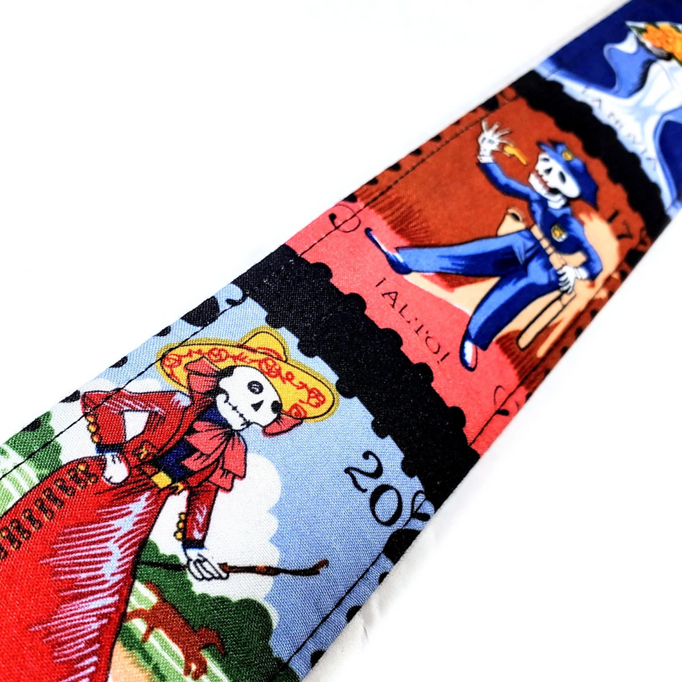 Thumbnail: Cross Body Dia De Lose Muertos Guitar Style Bag Strap - Mexican Day of the Dead
