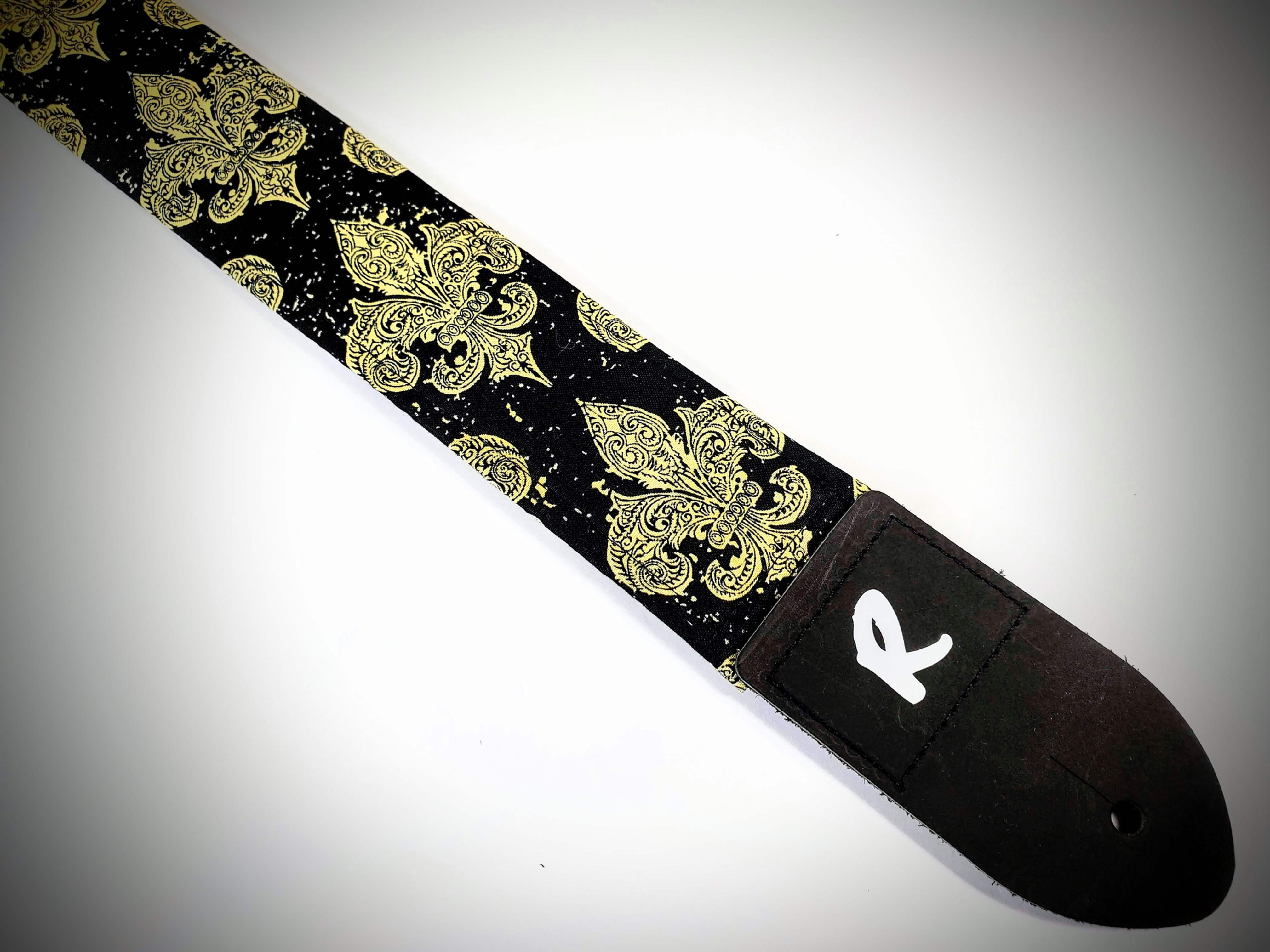 Fleur De Lis Guitar Strap - Yellow Fleur De Lis Guitar Strap - New Orleans