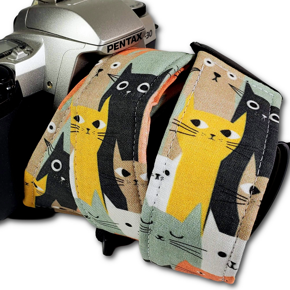 Thumbnail: Side-Eye Cats Camera Strap - Colorful Cute Cat Camera Strap - Double Padded
